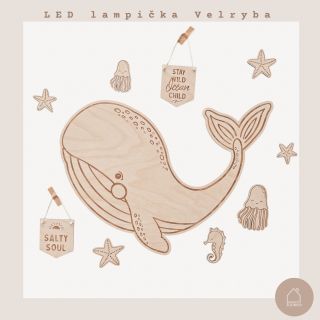 Objevte kouzlo mořského světa s naší roztomilou velrybí LED lampičkou🐋💡 a originálním nástěnným metrem! 🌟 Dřevěné...